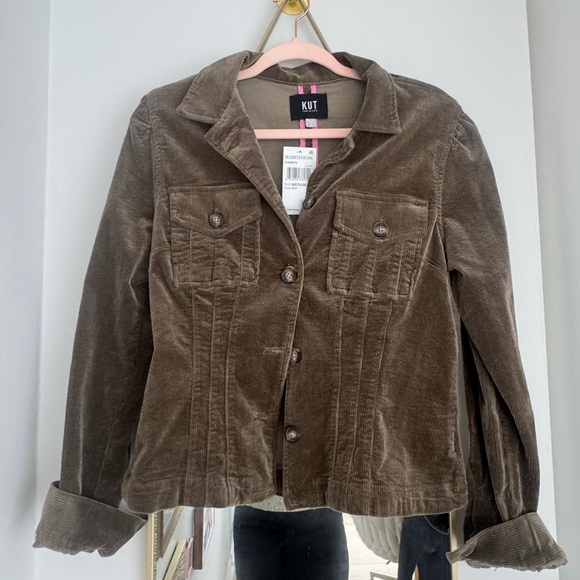 Kut from the Kloth Jackets & Blazers - NWT Kut from the Kloth Olive Corduroy Jacket with Pink Trim